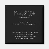 シンプルとお洒落黒モダンの結婚式の日付を保存 マグネット (正面)