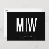 シンプルとお洒落Lg.モノグラムブラック日付の保存 ポストカード (正面/裏面)