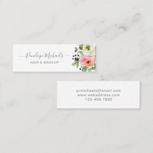 シンプルとかわいらしフローラミニ名刺 スキニー名刺 (正面/裏面)