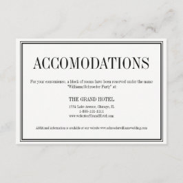 シンプルとエレガントなウェディングの宿泊カード エンクロージャーカード