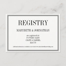 シンプルとエレガントなウェディングレジストリカード エンクロージャーカード