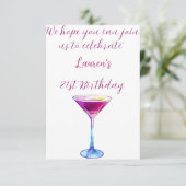 シンプルとエレガントカクテル21th誕生日招待状 招待状 (スタンド正面)