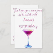 シンプルとエレガントカクテル21th誕生日招待状 招待状 (正面/裏面)