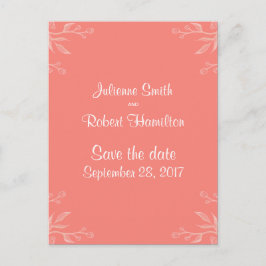 シンプルとエレガントコーラルピンク日付を保存 案内ポストカード