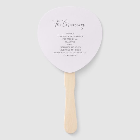 シンプルとエレガントソフトパープル結婚式 プログラムファン ハンドファン (裏面)