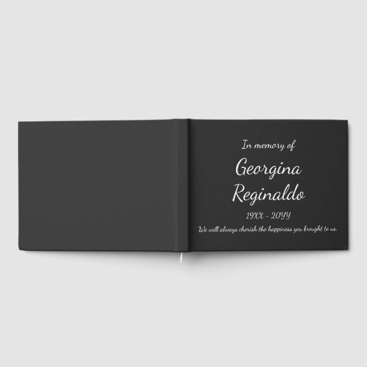 シンプルとエレガントダークグレー+ホワイトスクリプト文字 ゲストブック (全面)