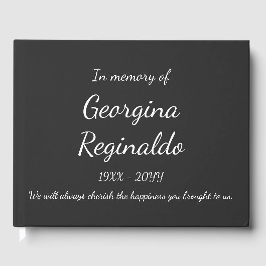 シンプルとエレガントダークグレー+ホワイトスクリプト文字 ゲストブック (正面)