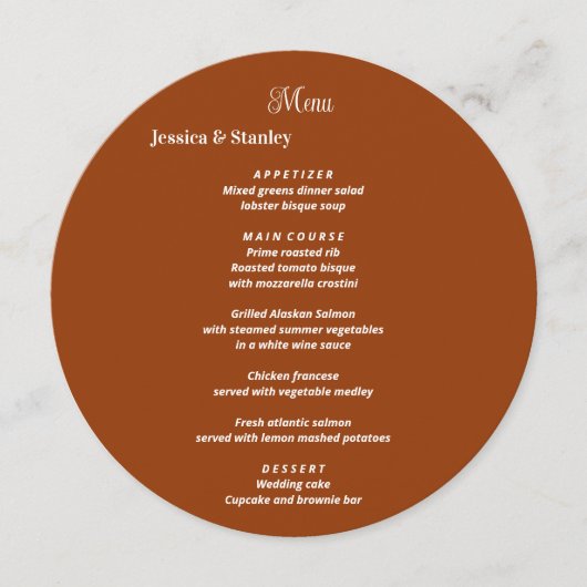 シンプルとエレガントテラ結婚コッタの名刺 メニュー (正面)