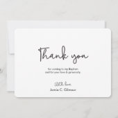 シンプルとエレガントバプテスマのベビー感謝していユー サンキューカード (裏面)