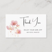 シンプルとエレガントピンクと金ゴールドの素朴な花 割引カード (正面)