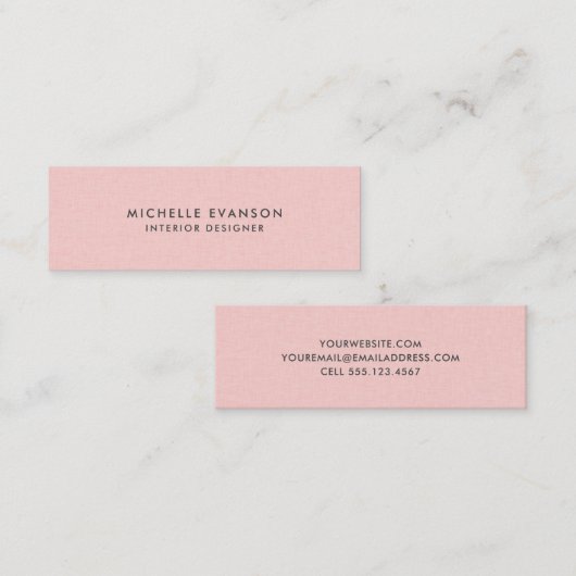 シンプルとエレガントピンクリネンプロフェッショナル スキニー名刺 (正面/裏面)