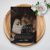 シンプルとエレガントブリックのオーバーレイ結婚写真 招待状