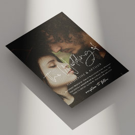 シンプルとエレガントブリックのオーバーレイ結婚写真 招待状