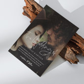 シンプルとエレガントブリックのオーバーレイ結婚写真 招待状