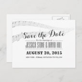 シンプルとエレガントミュージカル結婚式の日付を保存 案内ポストカード (正面/裏面)