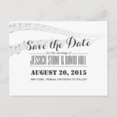 シンプルとエレガントミュージカル結婚式の日付を保存 案内ポストカード (正面)