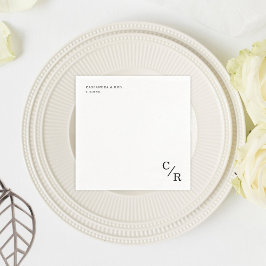 シンプルとエレガントモノグラム結婚イニシャル スタンダードカクテルナプキン