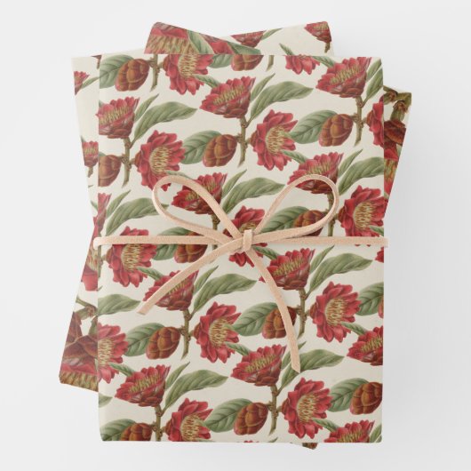シンプルとエレガントヴィンテージ休日フローラ ラッピングペーパーシート (インサイチュ)