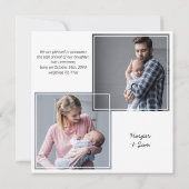 シンプルとエレガントBaby Girl 3フォト誕生 案内状 (裏面)