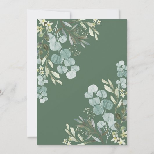 シンプルとクリーンなユーカリ結婚ー 招待状 (裏面)