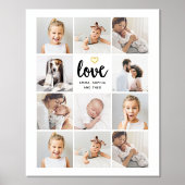 シンプルとシック写真コラージュ |ラブ金ゴールドハート 箔ポスター (正面)