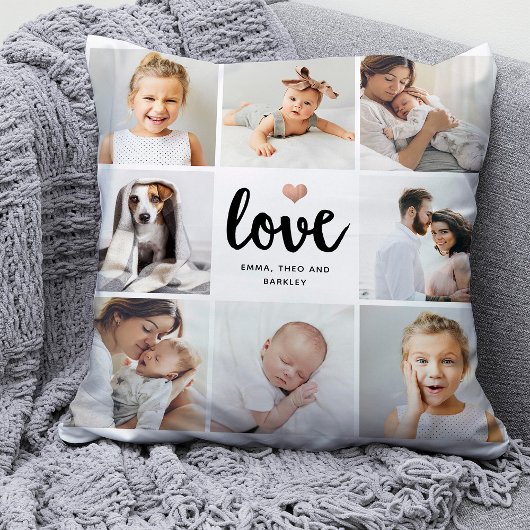 シンプルとシック写真コラージュ |愛するハート クッション