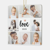 シンプルとシック写真コラージュ |愛するハート セラミックオーナメント (左)