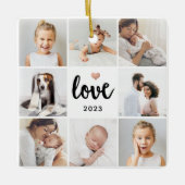 シンプルとシック写真コラージュ |愛するハート セラミックオーナメント (正面)