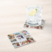 シンプルとシック写真コラージュ |結婚と家族 スクエアペーパーコースター (インサイチュ)