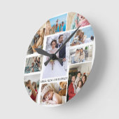 シンプルとシック写真コラージュ |結婚と家族 ラウンド壁時計 (傾斜)