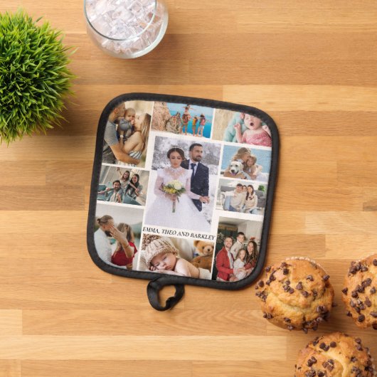 シンプルとシック写真コラージュ |結婚と家族 鍋敷き (トップダウン)