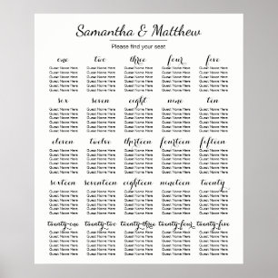 シンプルとシック結婚の – その他のテーブル  シーティングチャート ポスター