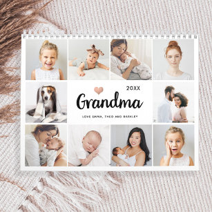 シンプルとシック  おばあちゃんのハートフォトコラージュ カレンダー