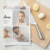 シンプルとシック |おばあちゃんのハートフォトコラージュ キッチンタオル (四つ折り)