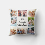 シンプルとシック| おばあちゃんの写真コラージュ クッション (裏面)