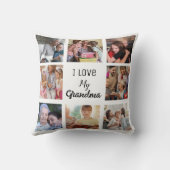 シンプルとシック| おばあちゃんの写真コラージュ クッション (裏面)