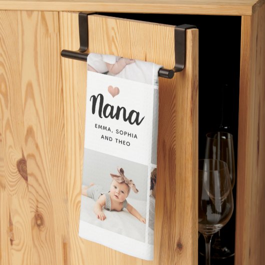 シンプルとシック |ハートフォトコラージュfor Nana キッチンタオル (三つ折り)