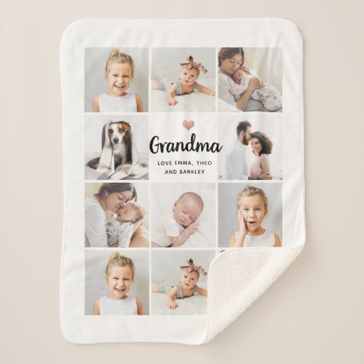 シンプルとシック |ハート写真コラージュ シェルパブランケット (正面)