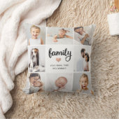 シンプルとシック |家族のハート写真コラージュ クッション (ブランケット)