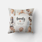 シンプルとシック |家族のハート写真コラージュ クッション (裏面)