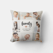 シンプルとシック |家族のハート写真コラージュ クッション (正面)