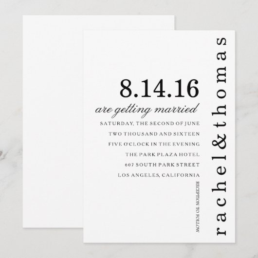 シンプルとシック 招待状 (正面/裏面)