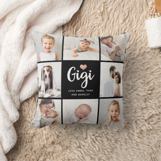 シンプルとシック | Gigi用フォトコラージュとハート クッション (ブランケット)