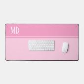 シンプルとピかわいらしンクのモノグストライプのラム デスクマット (キーボード&マウス)