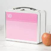 シンプルとピかわいらしンクのモノグストライプのラム メタルランチボックス (インサイチュ)