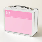 シンプルとピかわいらしンクのモノグストライプのラム メタルランチボックス (裏面)