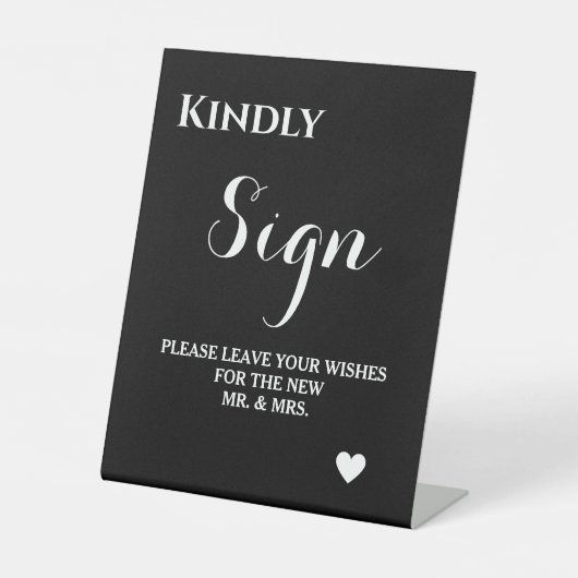 シンプルとブエレガントラッ結婚クのゲストブックサイン 台座サイン (正面)