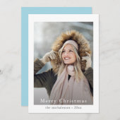 シンプルとブルーエレガントメリークリスマスフォト シーズンカード (正面/裏面)