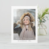 シンプルとブルーエレガントメリークリスマスフォト シーズンカード (スタンド正面)