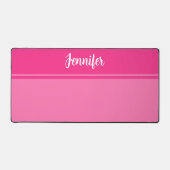 シンプルとホッかわいらしトピンクストライプの名前をカスタムする デスクマット (正面)